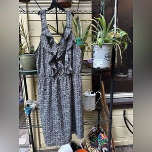 MOSSIMO SUPPLY CO Black and Gray Midi Dress Ruffle Synch Waist Size L